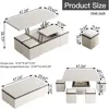 White Lift Coffee Table with 4 Chairs, 47 Inch Modern Coffee Table, Lift Coffee Table with Wheels and Drawers 2