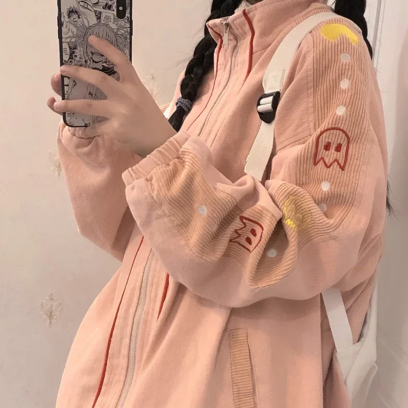 2022 Korean Version of The Wild College Style Corduroy Jacket Female New Retro Baseball Uniform Street Tooling Stitching Coat coats woman winter 2022 jackets corduroy tops outwear harajuku retro jacket hooded coat loose cheap wholesale