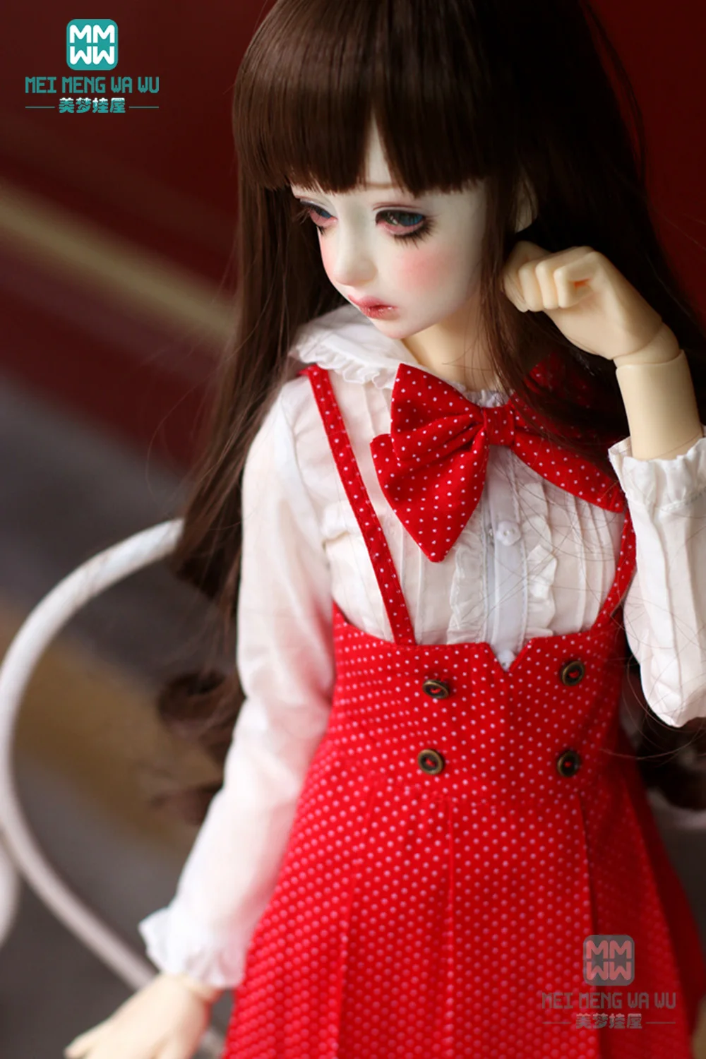 BJD doll clothes 1/3 SD DD Toys Ball Jointed Doll jumper skirt overalls Shirt  heels Lace-up boots