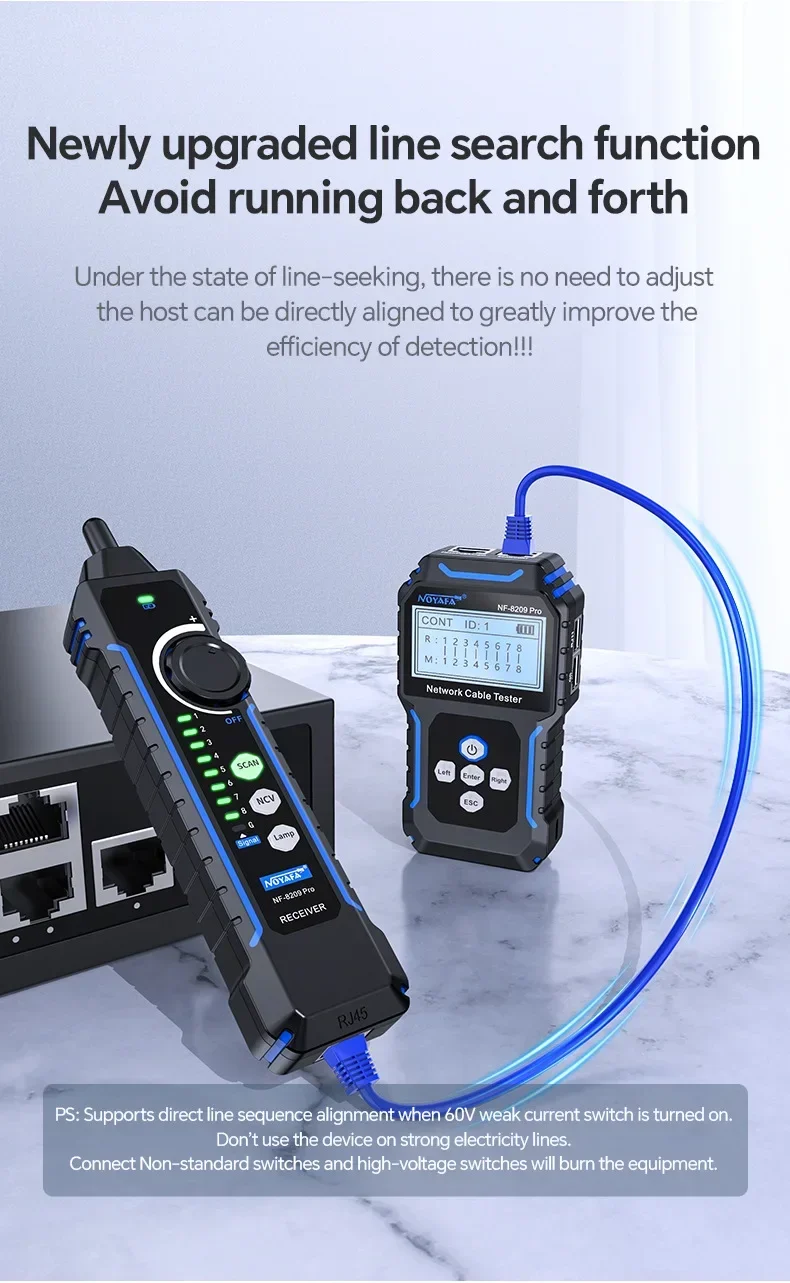 NOYAFA NF-8209Pro Network cable locator length measurement PoE tester break shor