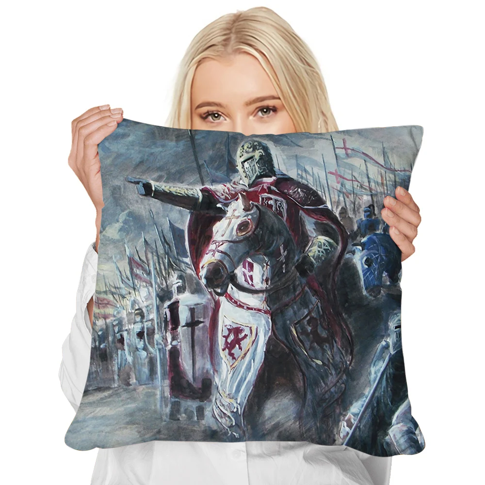 

HX Knights Templar Pillow Case Fashion Brand 3D Printed Cushion Cover Zip Throw Pillows For Sofa 45x45cm Dropshipping