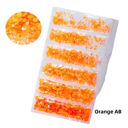 Vibrant Glitter Crystal Neon Nail Art Accessories - Assorted Sizes (Orange AB)