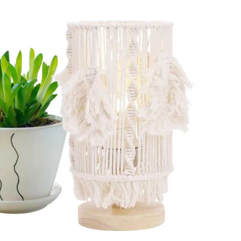 

Bedside Table Lampshade Tapestry Bohemian Tassel Homestay Decoration Hand-Woven Desk Lamp For Bedroom Living Room Decor