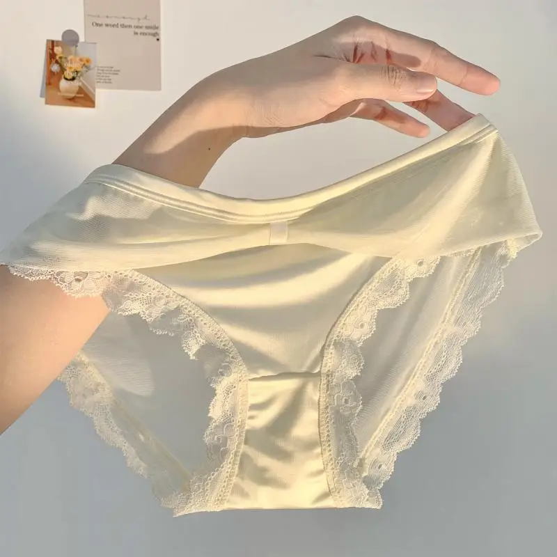

Сетчатое нижнее белье Pure desire для девушек, сексуальные кружевные дышащие хлопковые бесшовные трусы с заниженной талией