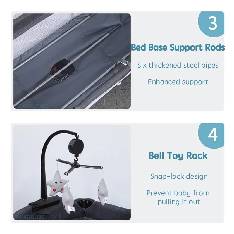 PANGDUBE culla di alto livello lettino neonato 125*65cm culla a doppio strato, fasciatoio, box, zanzariera per lettino a dondolo