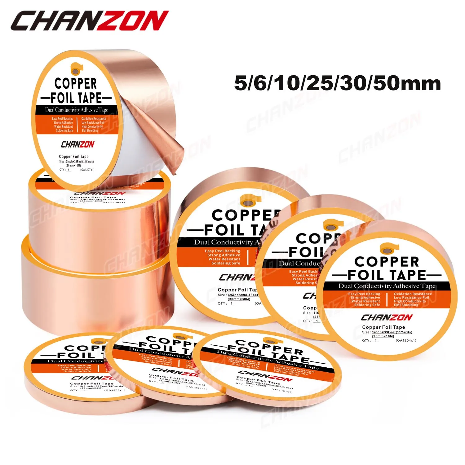 4 Rollen/Packung Kupferfolienband, 20 m, 6 mm, doppelseitiger leitfähiger Klebstoff zum Basteln, elektrische EMI-Abschirmung, Gitarren, Slug-Schnecke – Detail 5