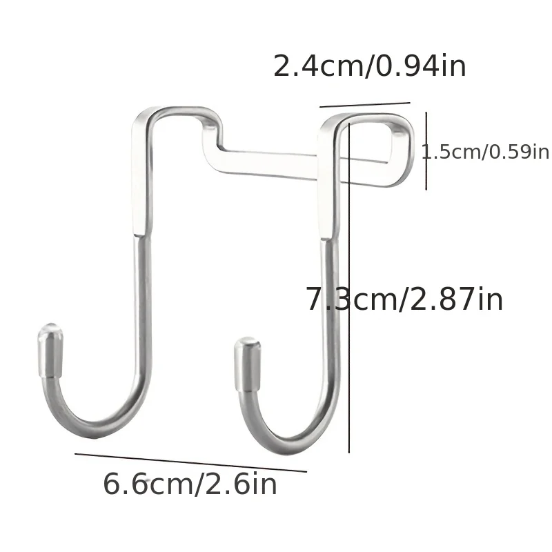 Stainless Steel Hook 2pcs Heavy Duty Stainless Steel Over-the-Door Drawer Cabinet Hooks Double S-Shaped Holder for Towels Clothes and Sundries