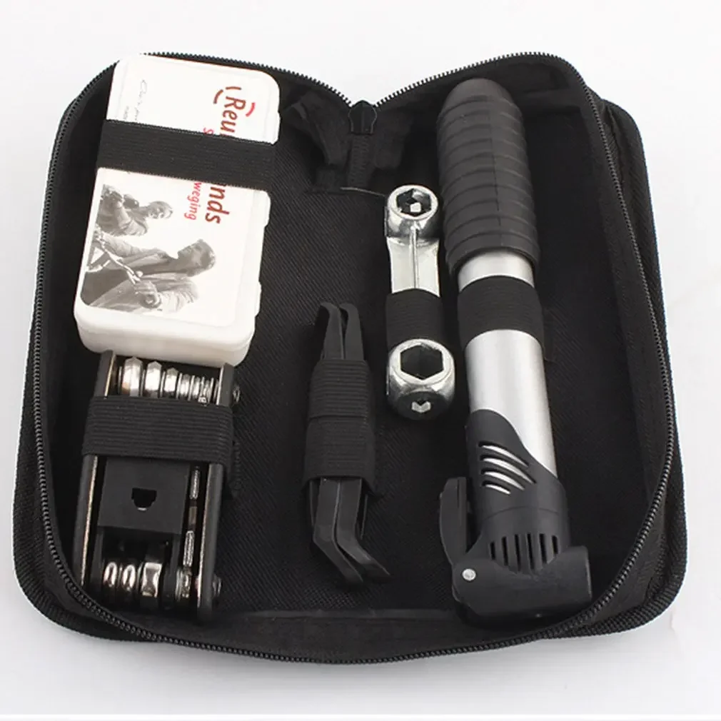 

HOT Sale Bicycle ToolKit Bag Multi-function Folding Tire Repair Kits Multifunctional Kit Set With Pouch Pump for Bike Bicycle