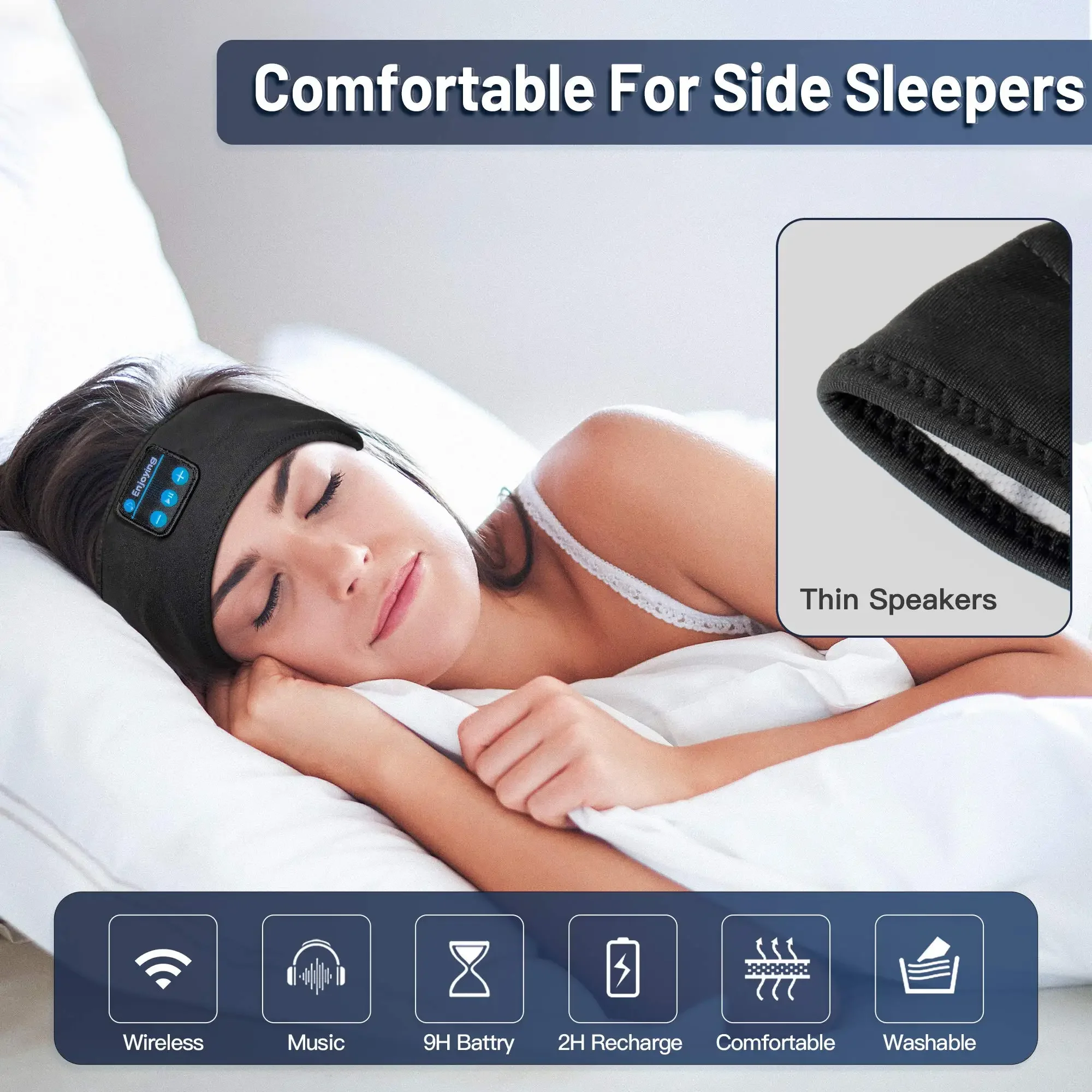 Sleep Headband Eye Mask Headphones Wireless Bluetooth Sports Headband Headphones Sleeping Workout Jogging Yoga Air Travel 3