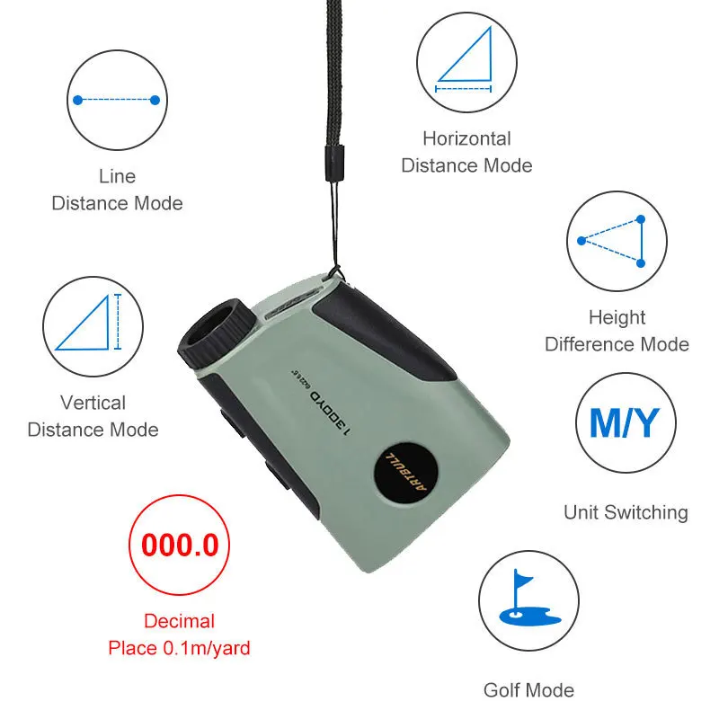 Golf Laser Rangefinder 1300Yar Telescope with Flag-Lock Slope Pin Distance Meter for Hunting Monocular 6x magnification