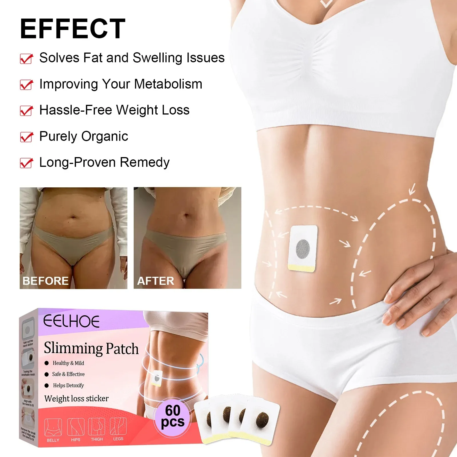 Bauch-Schlankheitspflaster, schnell brennendes Anti-Cellulite-Pflaster, Detox-Klebefolie, verbessert den Magen, Nabel-Aufkleber, Gewichtsverlust, Frim-Haut_voghion.com