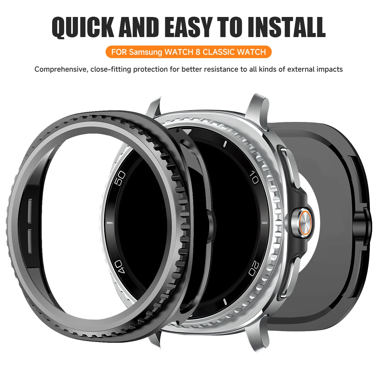 Premium Rotating Bezel Frame Protective Watch Cover with Metal + PC Case
