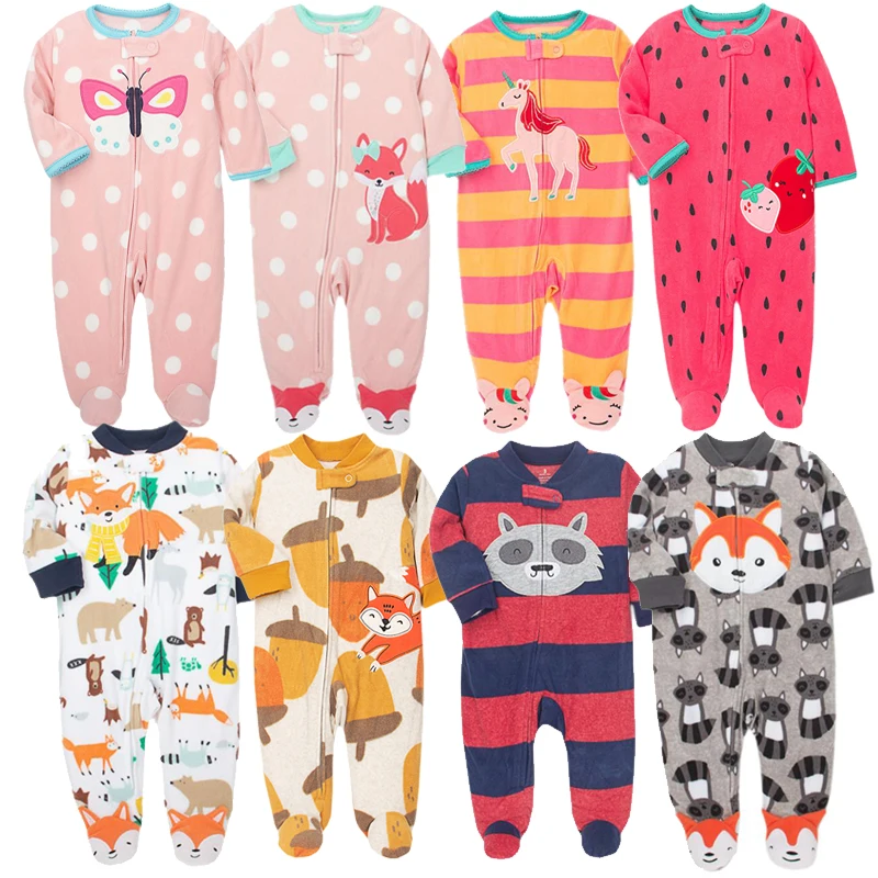 Baby Pajamas Zipper Fleece Newborn Girls Romper Warm Winter Underwear
