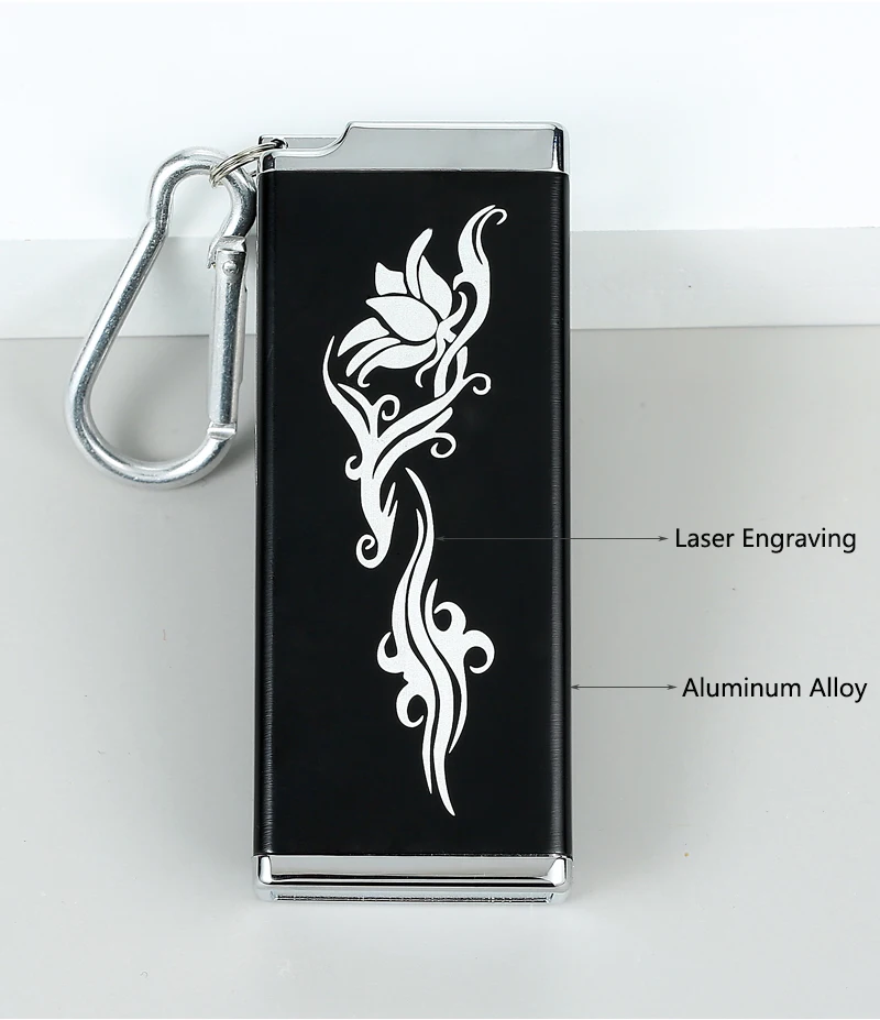 Tragbarer Mini-Aschenbecher, personalisiertes individuelles Logo, Metall-Aluminium-Zigarettenschachtel mit Schlüsselanhänger, Namensunterschrift, Lasergravur – Detail 6