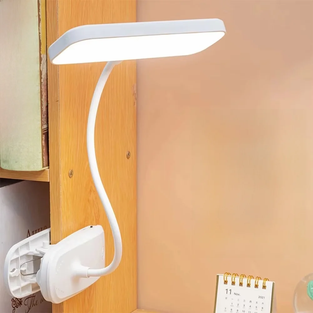 3 Colors LED Clamp Desk Lamp Touch Dimming Eye Protection Bedroom Table Lamp 360° Rotate Energy-Efficient Reading Lamp with Clip
