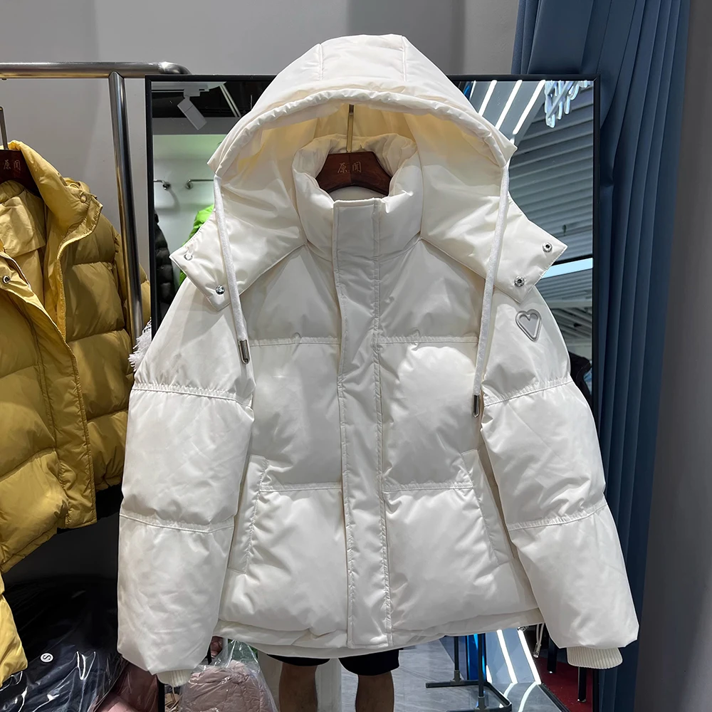 

Women Winter Down Cotton Coats Casual Loose Thick Warm Hooded Short Jackets Solid Color Quilted Overcoats Cold-proof Parkas