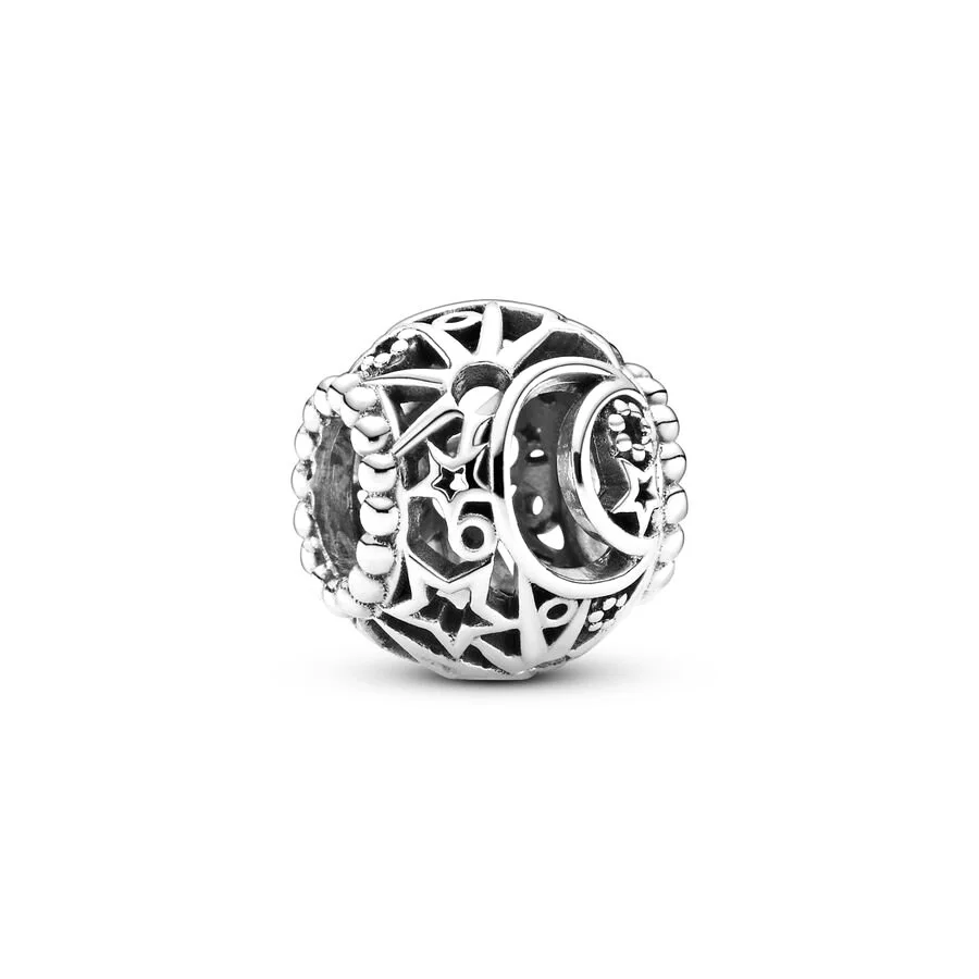 Classics Openwork Sun Stars & Moon Charm Blue Spinnable Heart Bead Fit Original Silver 925 Pan Bracelet Jewelry Gift beads charms charm jewelry charm bead silver charm bracelet beads jewelry silver charm bead sterling silver beads charm silver bead bracelet