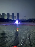 Big LED Delta Night Kite 3SQ Spider Triangle Kite with Lights, 10m Colorful Tubing Tails, 544 RIPSTOP NYLON 1