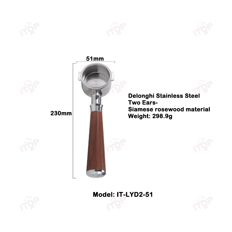 Itop Portafilter Cabo de Café Portátil Filtro sem Fundo Material Siamese Rosewood Aço Inoxidável Liga de Zinco 51 58 mm