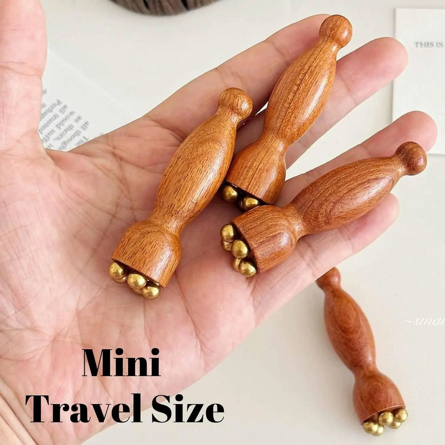 Mini Facial Massage Tool for Eye Massage Facial Meridian Brush Handle Copper Massage Beads for Face and Eyes SPA Gua Sha Tool