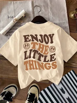 Girls Casual Simple Letter Back Print T-Shirts Kawaii Cotton Summer Tees Y2k Harajuku Style Kids Clothing Tops All-Match Classic 4