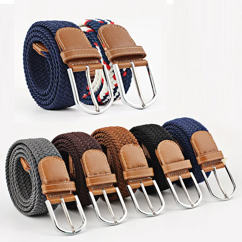 Fashion Belt Canvas Braided Belts for Women Men Pin Buckle Woven Stretch Waist Strap for Jeans cinturon mujer canvas belt jeans belts canvas belts pin buckle belt