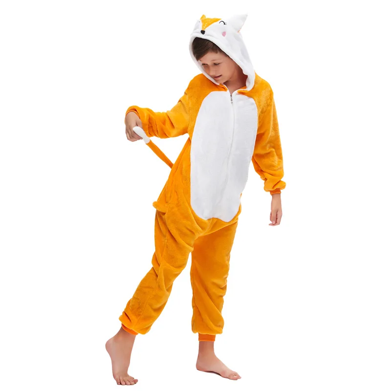 Fluffy Pajamas Kigurumi Jumpsuit Homewear Halloween Cosplay Costumes Long Sleeve Nightgown Onesies Flannel Anime Cartoon Animal