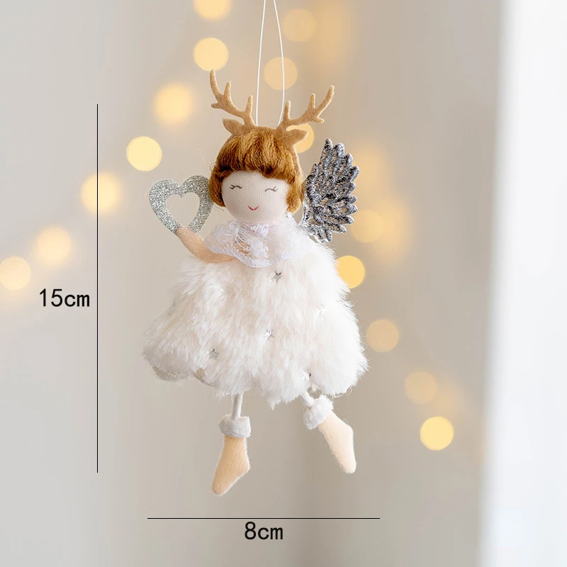 thumbnail image 1 of Adorno para árbol de Navidad con forma de ángel, regalo de Año Nuevo 2024, color blanco y rosa, decoración navideña para el hogar, regalo navideño bonito, 1 of 5