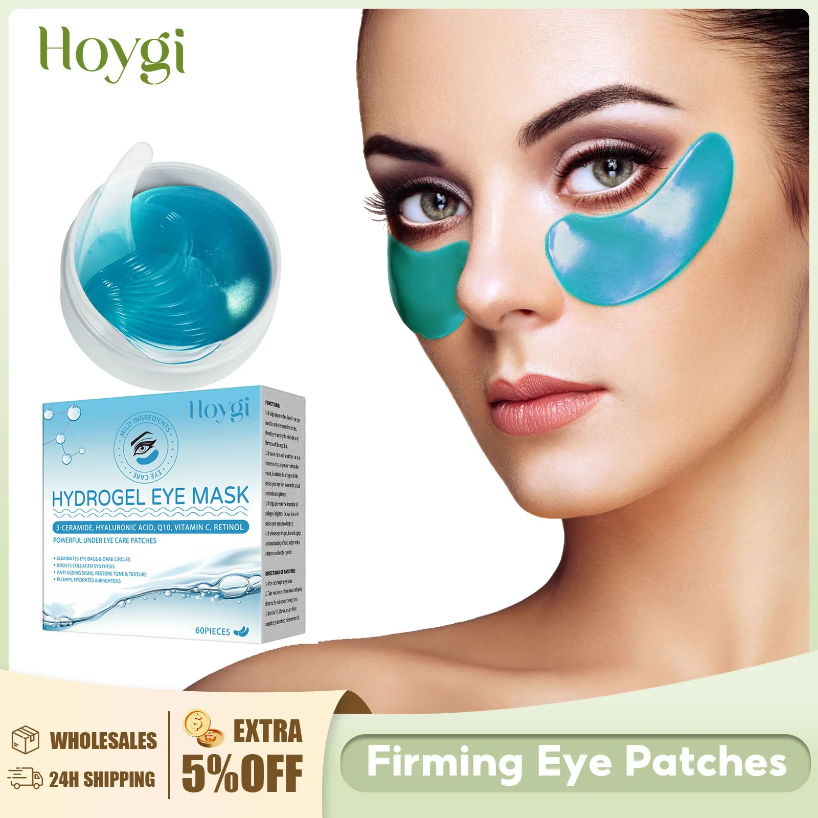Eye Mask Patches 60PCS Retinol Firming Anti Dark Circles Fine Lines Removal Moisturizing Anti Wrinkle