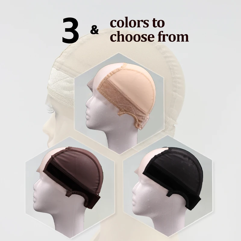 Hd Lace Wig Cap With With Velvet Grip Band For Women U Part Lace Wig Caps For Making Wigs Brown Beige Grip Cap