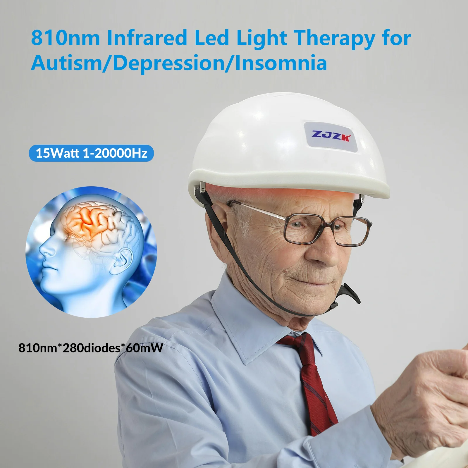 ZJZK Brain Therapy Device Alzheimer's 810nm 1070nm Light Therapy Parkinson's Disease Psychiatric Diseases Mental Disorders