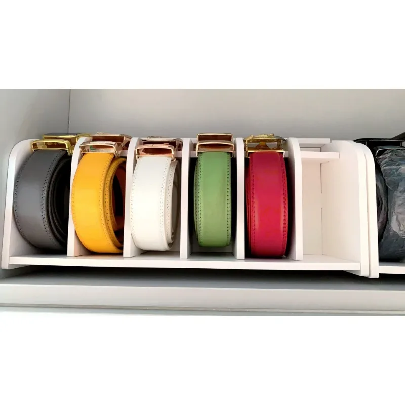 Belt Organizer Box 6/8/10 Grids Belt Rack Wood for Closet Drawer Belt Display Rack Tie Storage Box for Men Bathroom Accessories 5