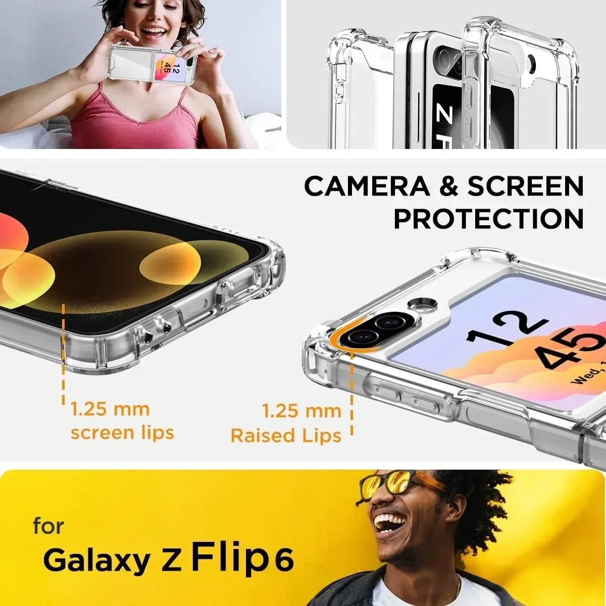 Clear Transparent Acrylic Hard PC Back TPU Protective Phone Case Cover
