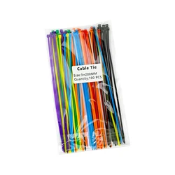 Multicolor Self - Locking Nylon Cable Ties - 100 Pack (Multicolor)
