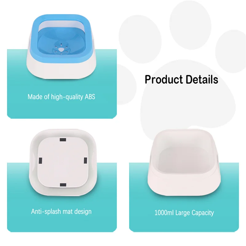 Dog Drinking Water Bowl Floating Non-Wetting Mouth Cat Bowl Without Spill Drinking Water Dispenser Plastic Anti-Over Dog Bowl 6