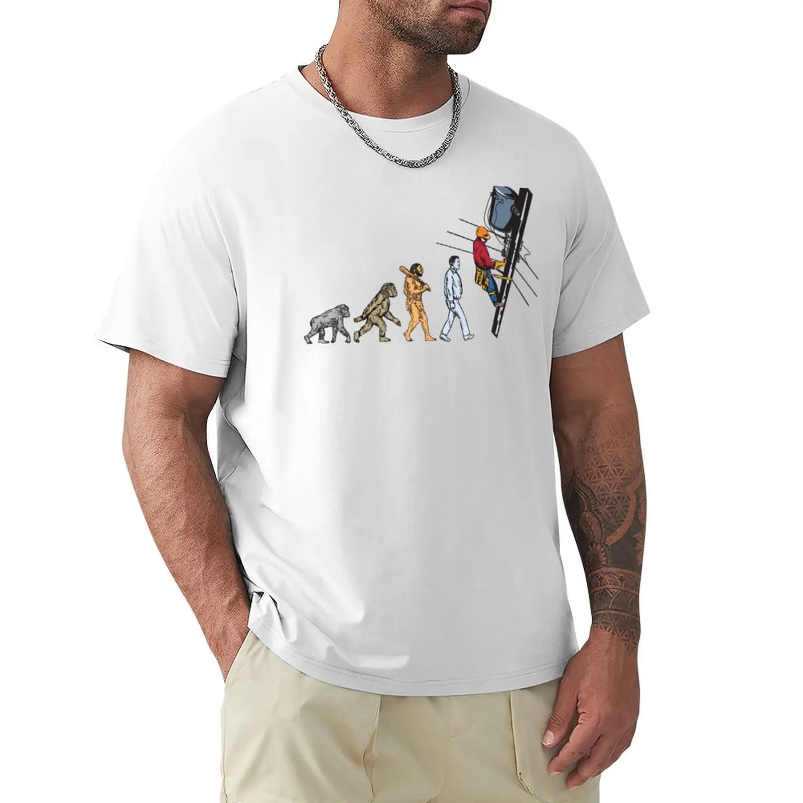 

Evolution electrical linemen T-Shirt hippie clothes vintage clothes summer clothes plain white t shirts men