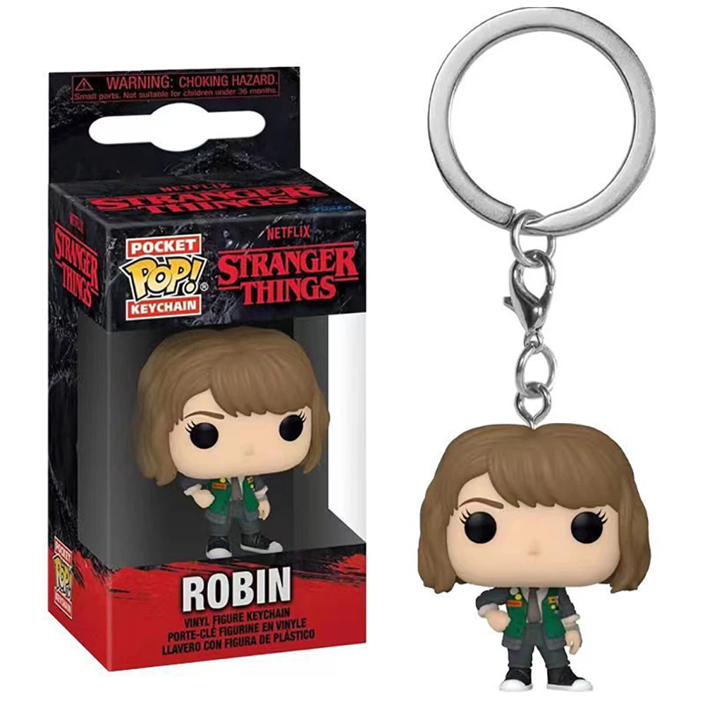 FUNKO Pocket Stranger Things Keychain Funny Dustin Robin Eleven Doll Birthday Collection Keychain Holiday Backpack Pendant Gift 3