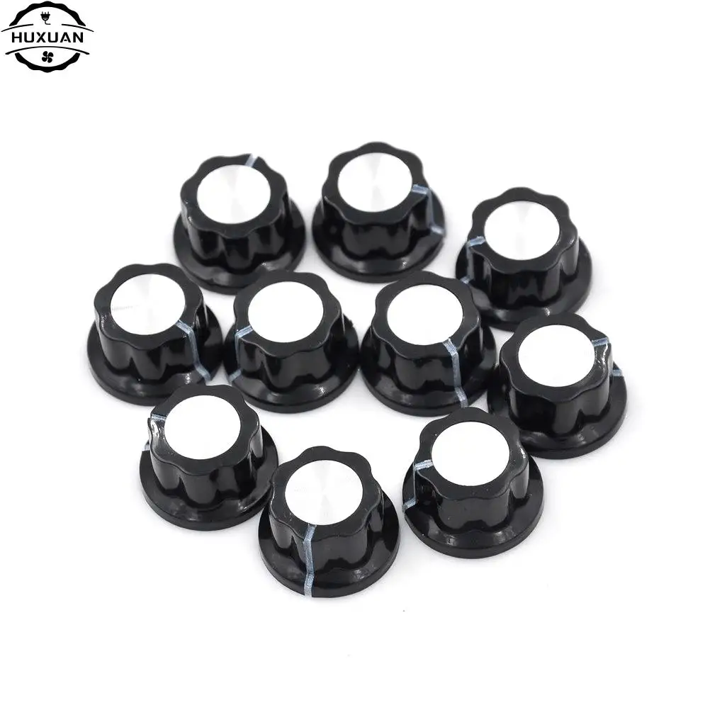 10pcs/pack Black Potentiometer Knob Rotary Cap MF-A01 A01 Potentiometer Bakelite Governor knob Material Plastic Metal rotary potentiometer