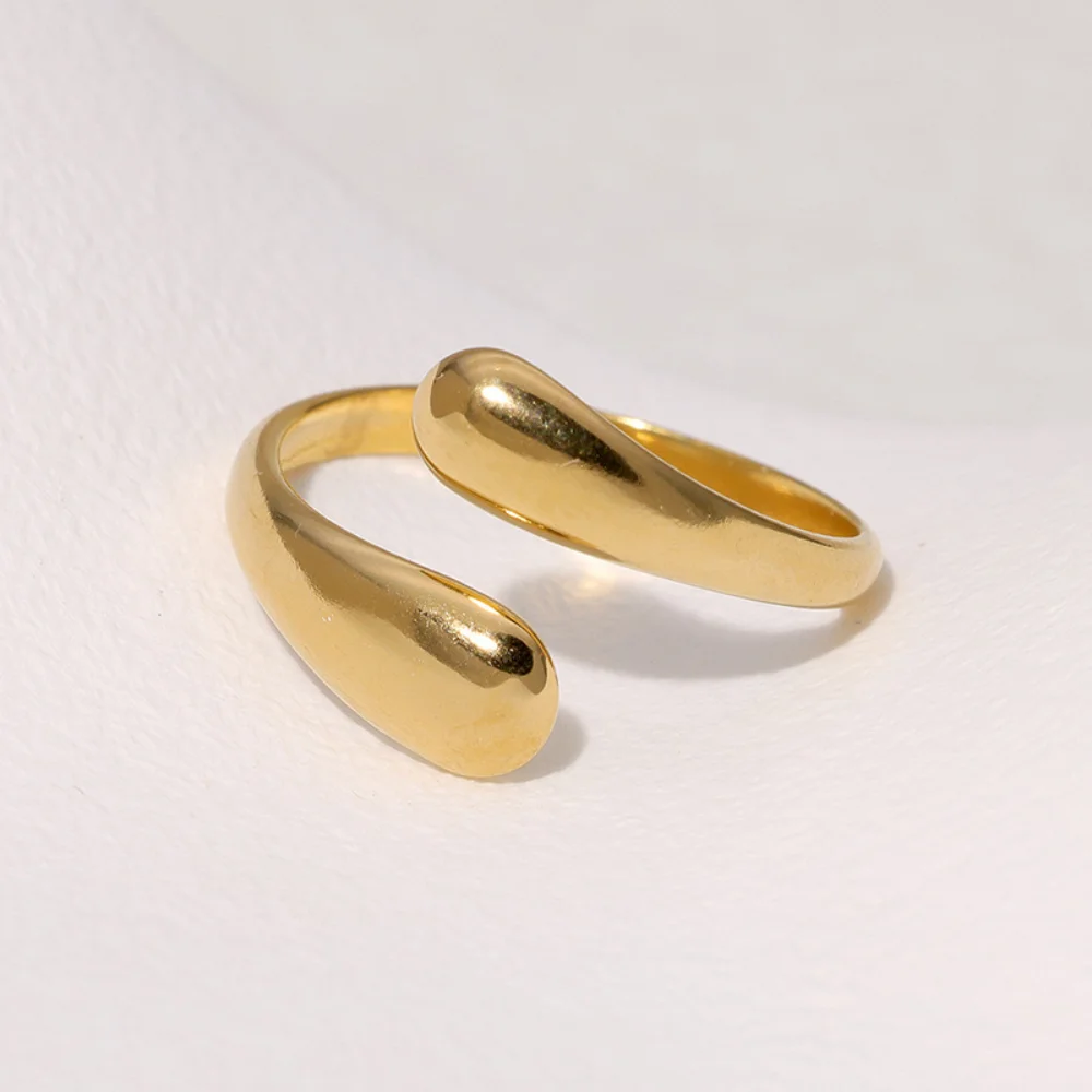 Maria Minimalistischer offener Ring in Silberfarbe, Wassertropfenform, Damenmode, Retro, glatt, elegant, handgefertigter Schmuck, Geburtstagsgeschenke – Detail 6