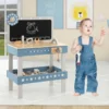 Kids Wooden Toy Workbench Toddler Pretend Play Tool Bench Workshop w/Accessories 4