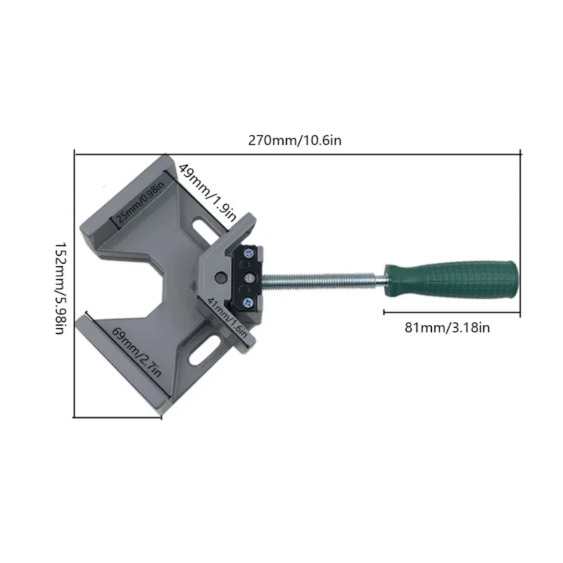 Aluminum Alloy 90-Degree Angle Clamp - Single-Handle Adjustable Jaw for Woodworking , Precision Corner Jig for Photo Frames