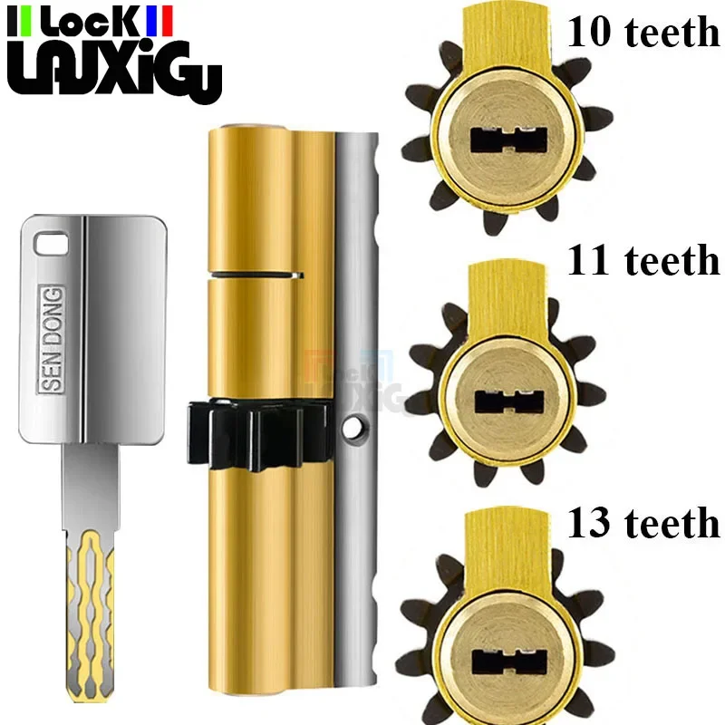 Door Lock Cylinder Gear door lock 10 11 13 Tooth Lock Core Outdoor Door Anti-theft Lock Cylinder 8 Keys