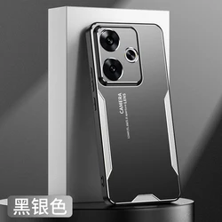 Sleek Aluminum Alloy Shockproof Matte Phone Case with Soft Bumper for POCO F6 Pro (Silver)