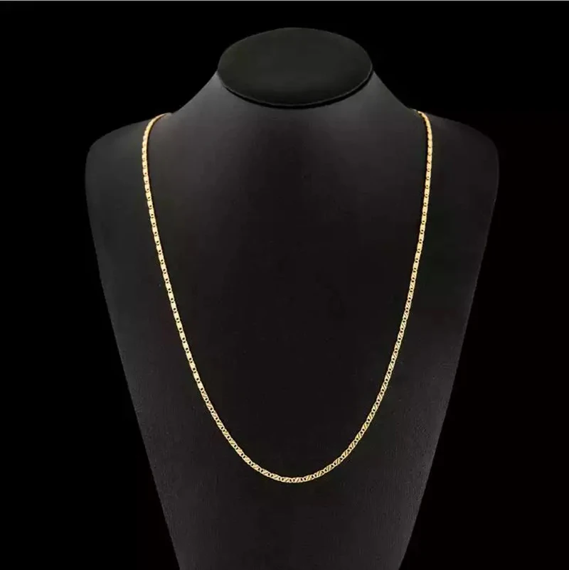 Fashion 18k Gold Necklace 18/20/22/24 Inch 6mm Full Sideways Chain Necklace  For Women Men Jewelry Gift - Necklace - AliExpress