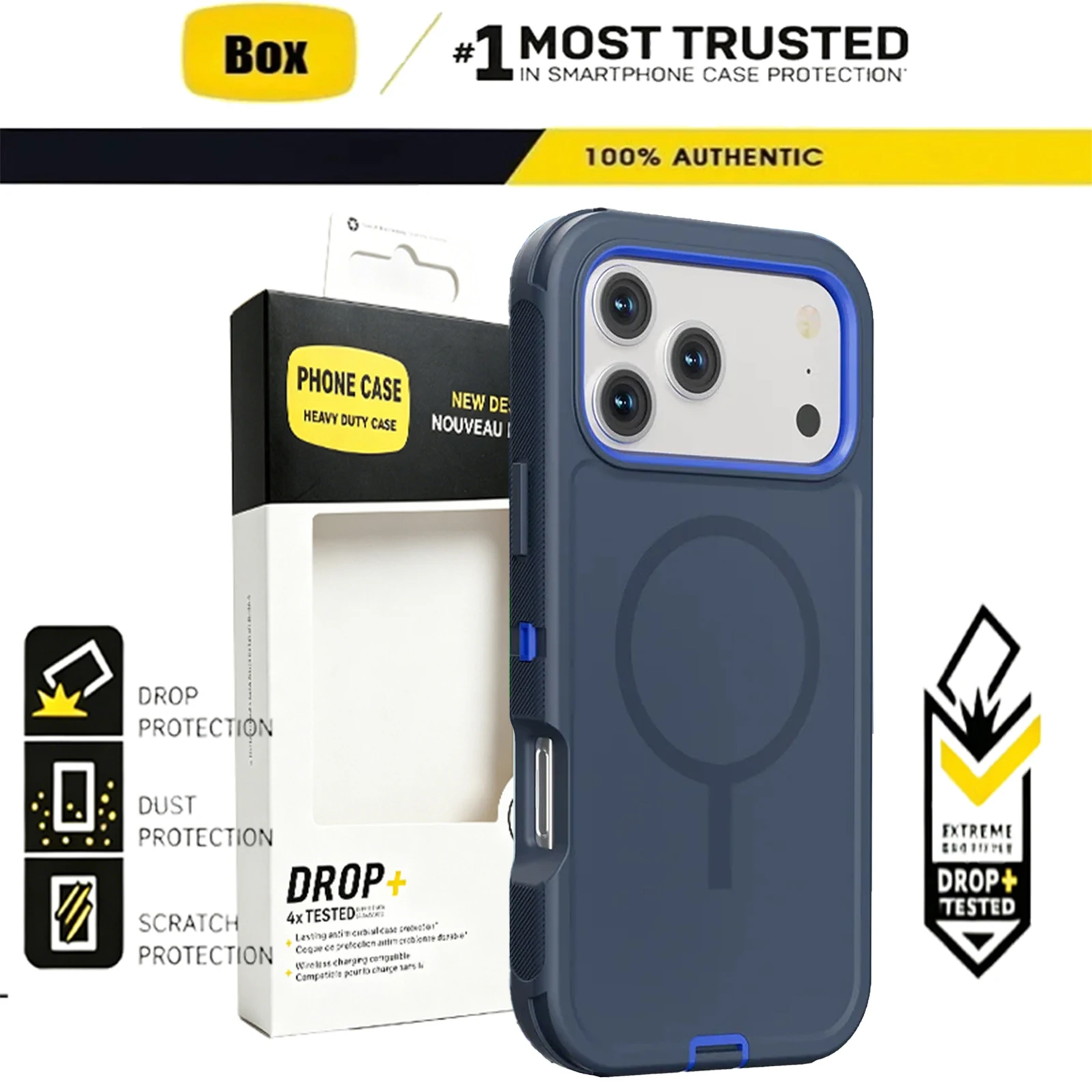 Heavy Duty 3-in-1 Shock Absorb Armor Case with MagSafe Charging Compatibility