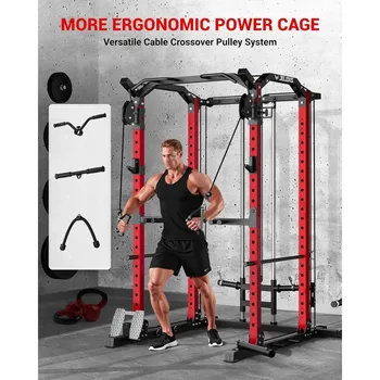Multi-Function Power Rack, 2000 lbs Power Cage with Adjustable Cable Crossover System and More Training Attachment 3