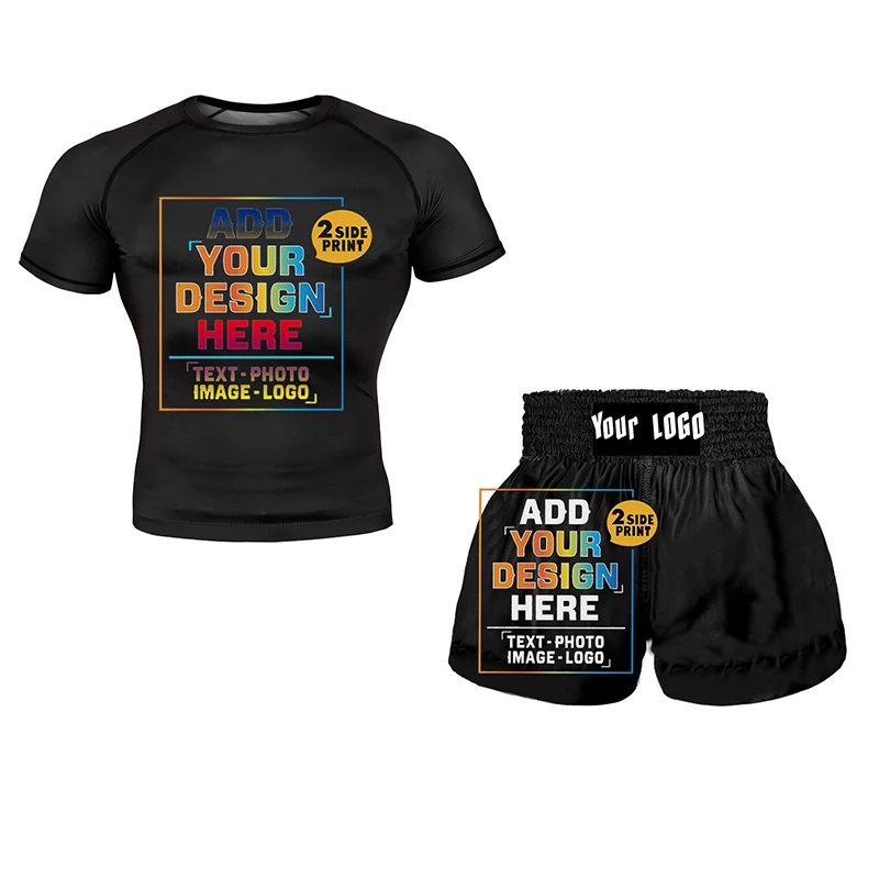 Sports Apparel Design your own long sleeve compression training top leggings MMA fight shorts Brazilian Jiu-Jitsu Muay Thai