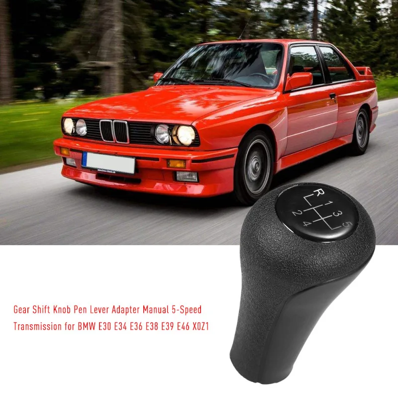 5-Speed Manual Gear Shift Knob For BMW E28 E30 E32 E34 E36 E38 E39 E46 - Black Leather