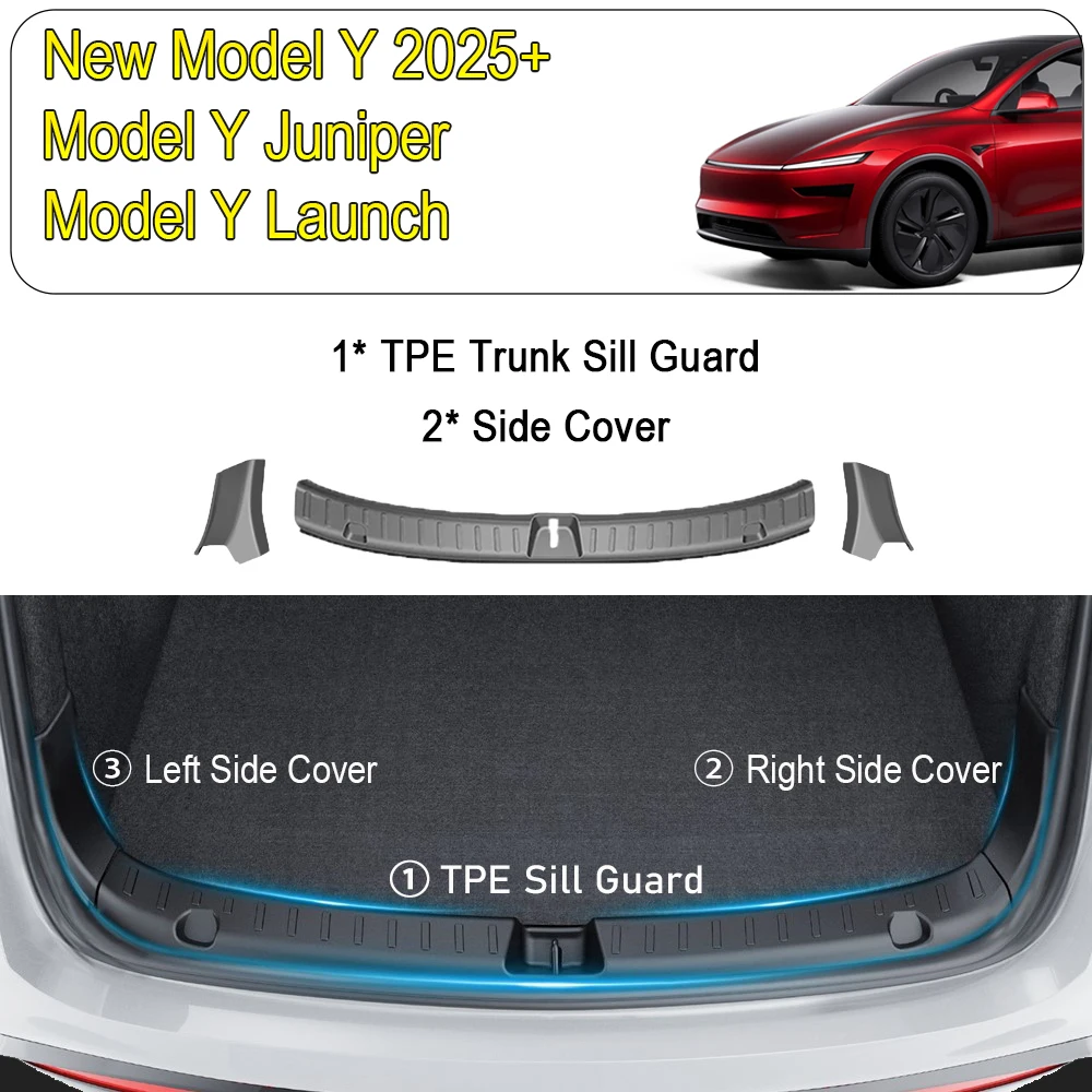 Premium Rear Trunk Bumper Protector Guard - Enhanced Threshold Sill Cover Mat Plate