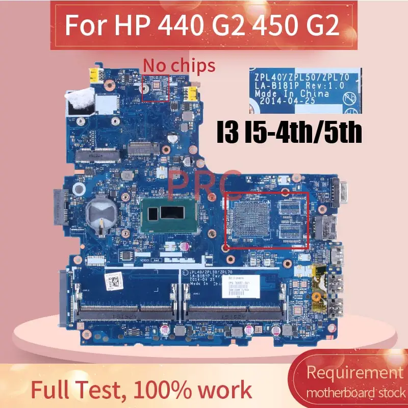 Teste de Placa Principal do Portátil para hp Probook Zpl40 Zpl50 Zpl70 La-b181p 440 450 g2 Uma i3 i5 4o 5o Processador Central 799552601